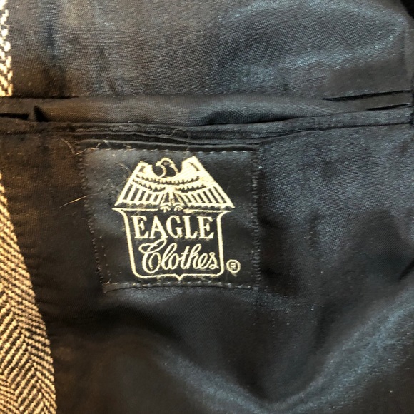 Vintage lambs wool herringbone blazer, dark gray Sz 46R - Picture 8 of 13